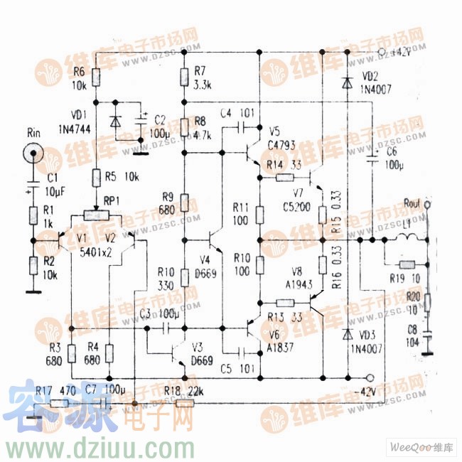一款簡單的末級功率放大器電路