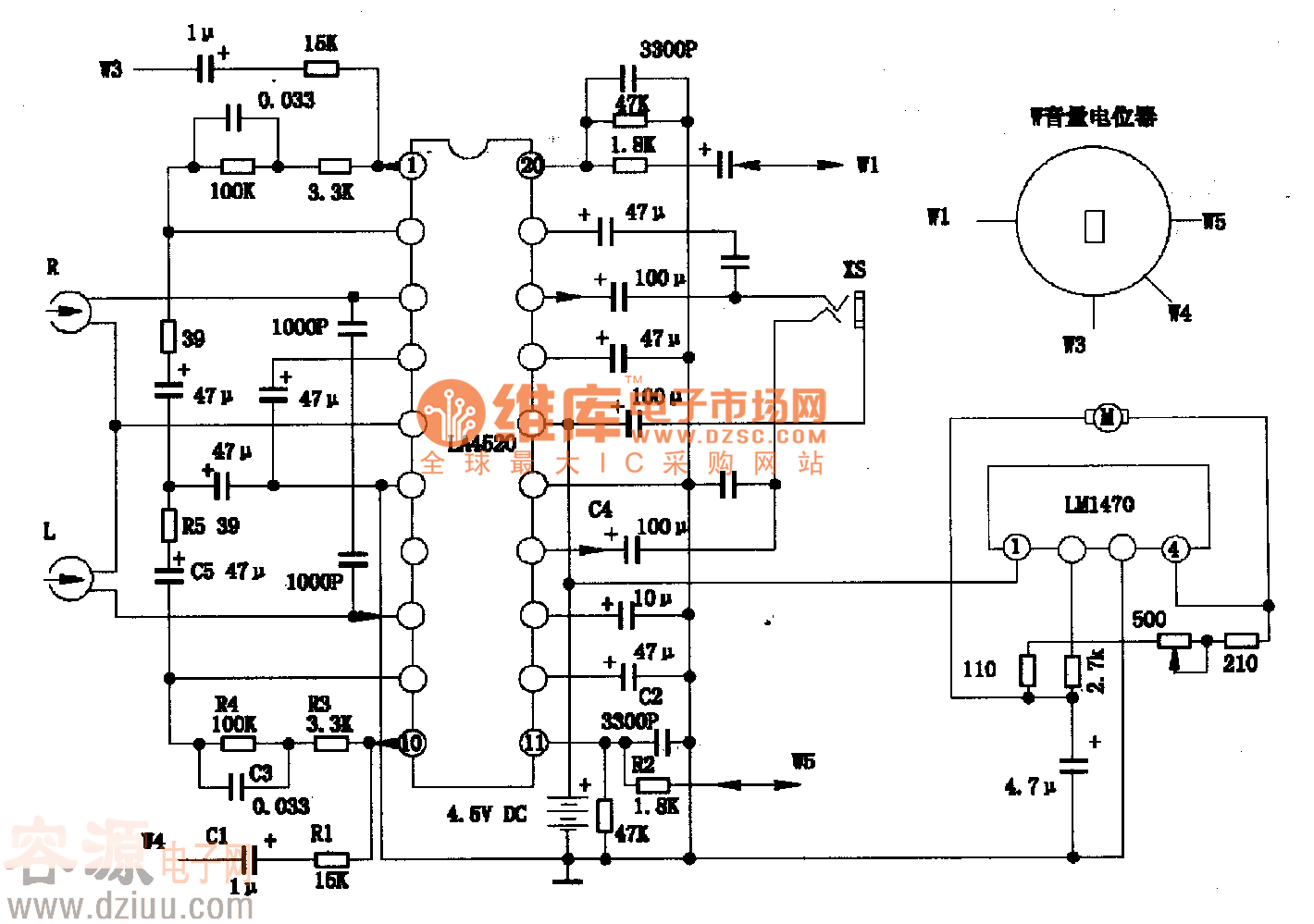 LA4520集成塊的典型應(yīng)用電路