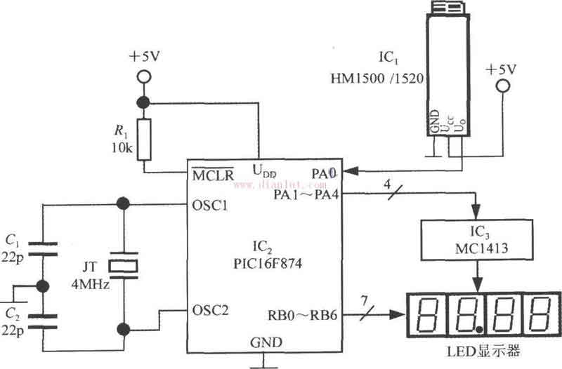 基于PIC16F874設計的電壓輸出式集成濕度傳感器電路