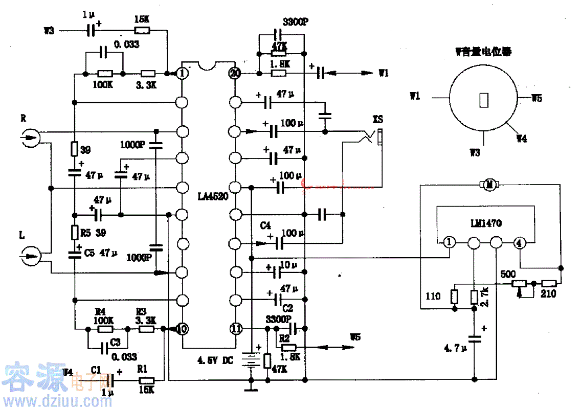LA4520-單片立體聲放音柒成電路圖
