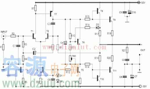 40W A類功率放大器電路原理圖