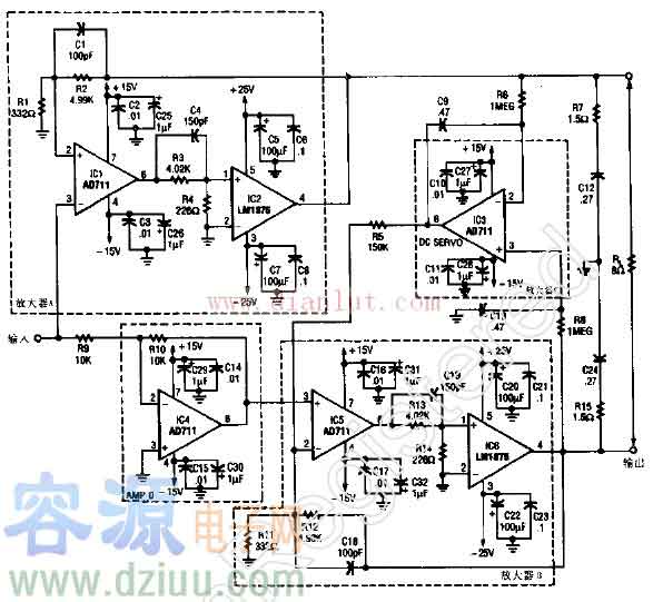 用于33W橋式組合放大器的電路