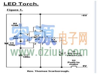 簡單型LED手電筒電路圖