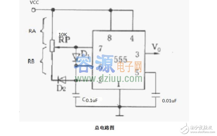 基于555方波信號發生器電路圖