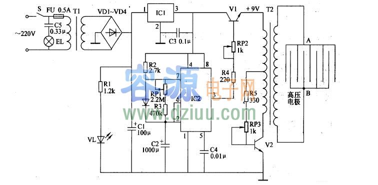 高壓脈沖發生器電路圖