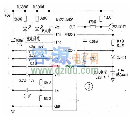 基于M62253AGP的鋰離子電池充電電路