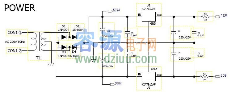 一款簡單的功放電源電路