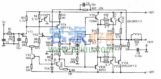 動態偏壓的80W甲類功放電路