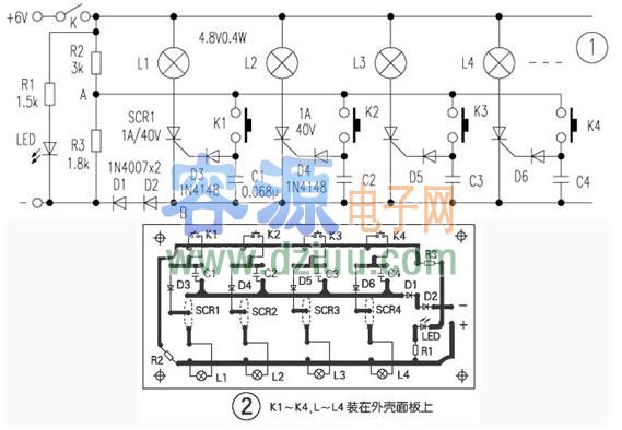 應(yīng)用可控硅電路搶答器電路