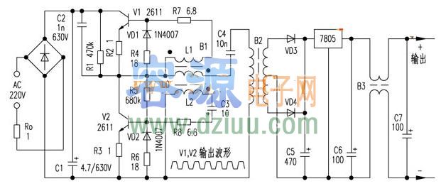 廢節能燈電路自制隨身聽電源電路