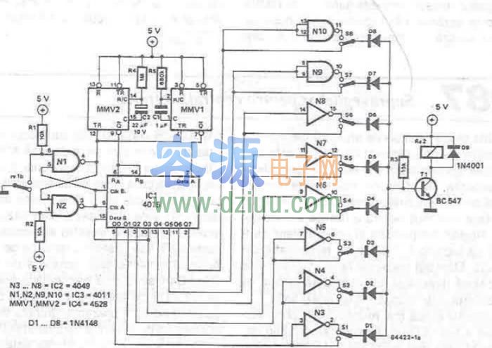 推薦:單按鈕的電子鎖電路圖