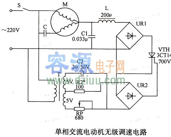 單相交流電動機無級調速電路