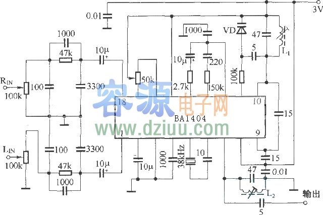 基于BA1404 1000米小型立體聲調頻發射機