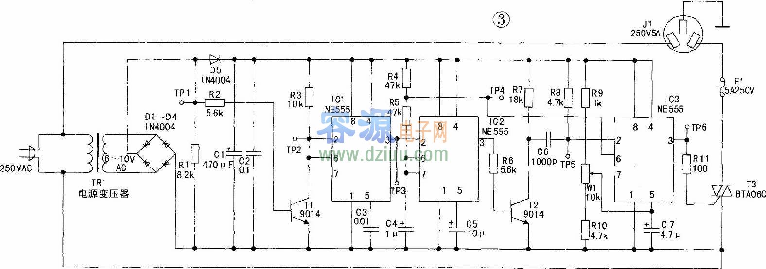 可控硅過零觸發調壓器電路圖