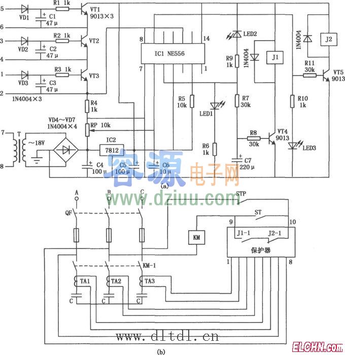 基于NE556電力電容補償保護電路