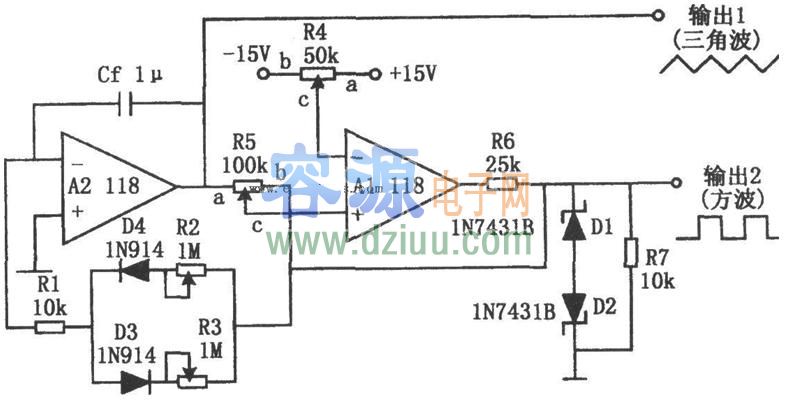 基于555方波、三角波發生器 波形發生器電路圖