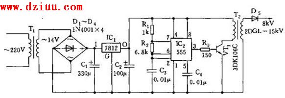 采用555高壓發生器電路圖
