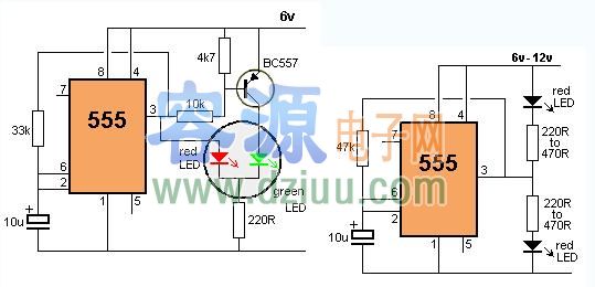 基于555 LED閃光燈電路圖