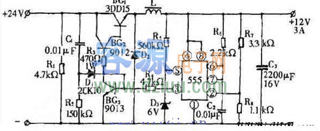 24V轉12V開關電源電路圖