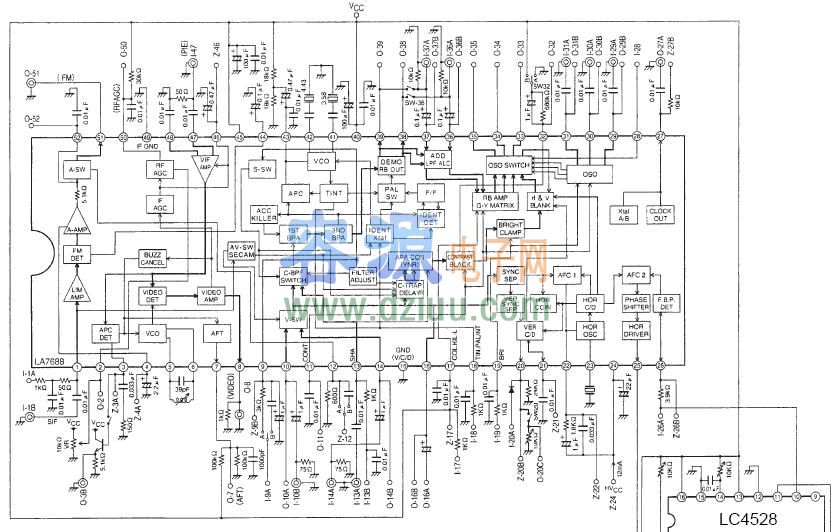 LA7688引腳功能及應(yīng)用電路圖