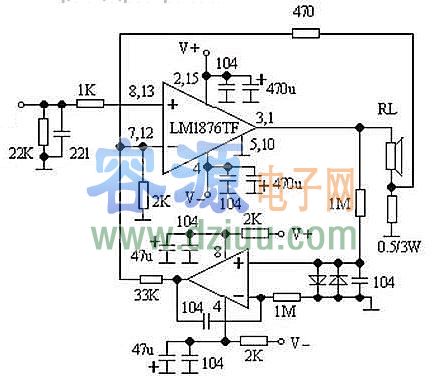 lm1876功放電路圖,引腳功能說明