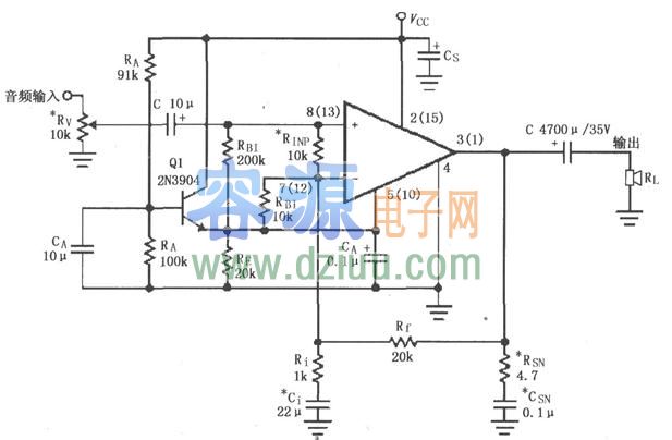 應用LM4765單電源音頻功率放大電路