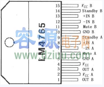 應用LM4765單電源音頻功率放大電路