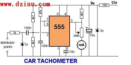 使用ne555汽車轉速表電路圖
