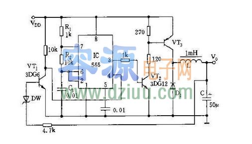 基于555感性開關(guān)式電源電路圖